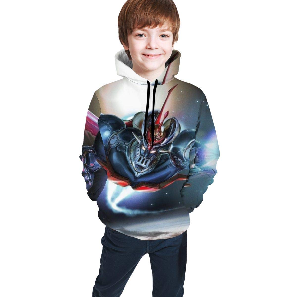 YGYP Mazinger Z Unisex Kids Hoodies 3D Print Pullover Sweatshirt Sweaters with Pocket for Teens