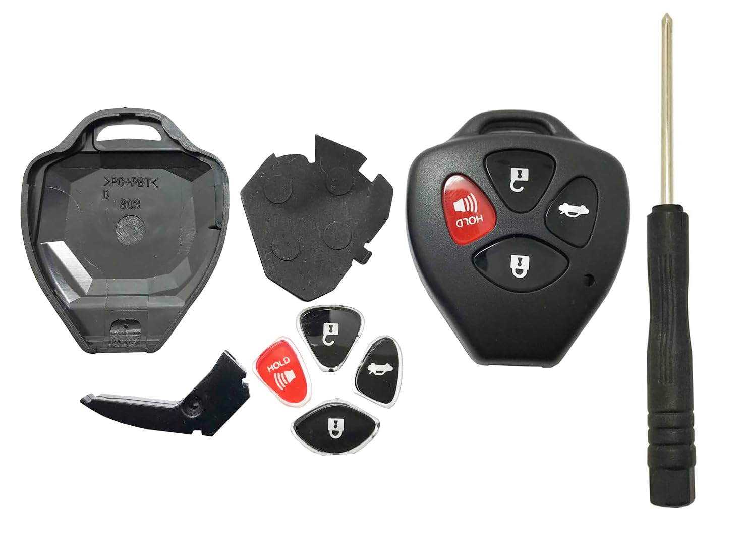 Replacement Key Fob Case Shell & Pad Fits Toyota Scion RAV4 2008-2013 Avalon / 2007-2011 Camry / 2008-2013 Corolla / 2009-2014 Venza Key Cover Housing