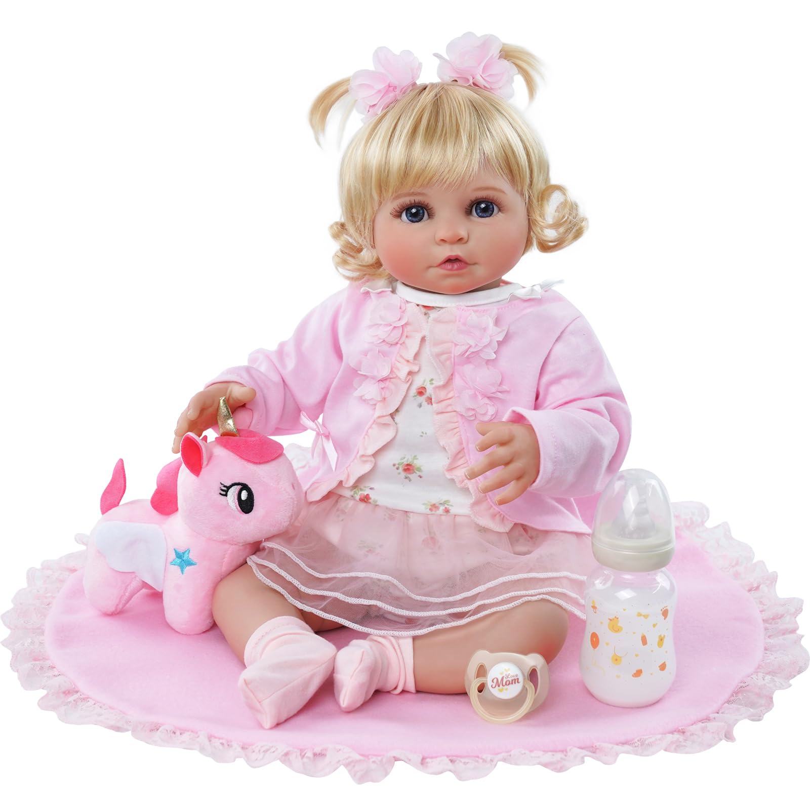 DreamyDolly Reborn Baby Dolls - Lifelike Face & Body Details Real Baby Feeling Soft Skin & Body Realistic Toddler Dolls Real Life Poseable Doll for Girls, Come with 13 Pcs Accessories, Sammy