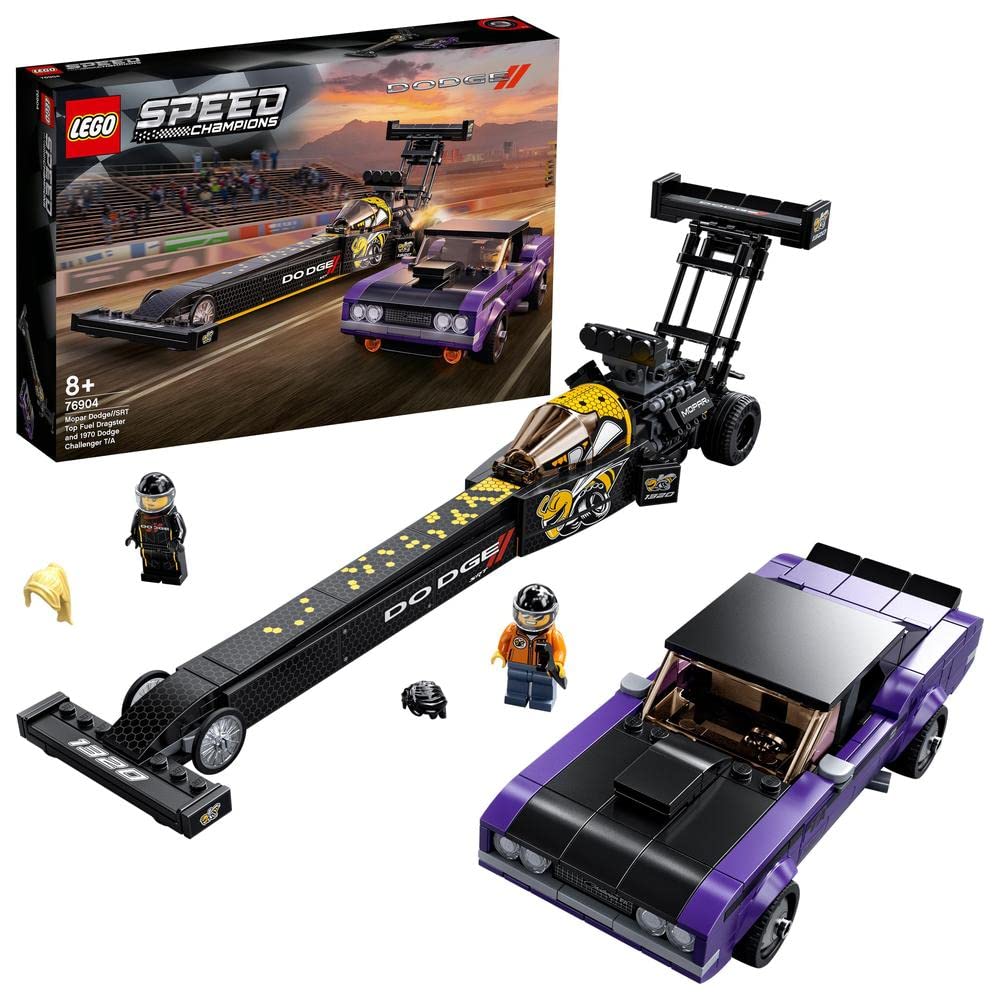 LEGO LEGO® Speed Champions Mopar Dodge//SRT Top Fuel Dragster and 1970 Dodge Challenger T/A 76904 Building Kit (627 Pieces), Multi-colour