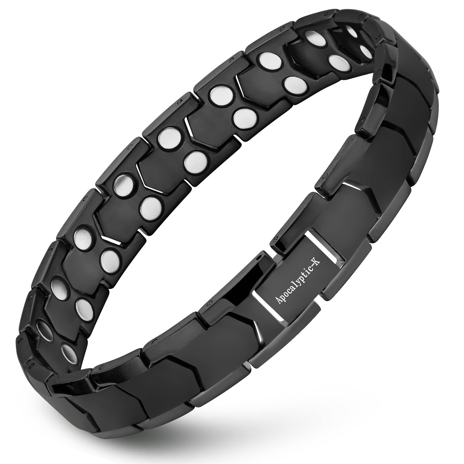 Men's Magnetic Bracelets, Pure Titanium (Light),Double Powerful Magnet Bracelets,Eliminate Static Electricity (Black Bracelets)