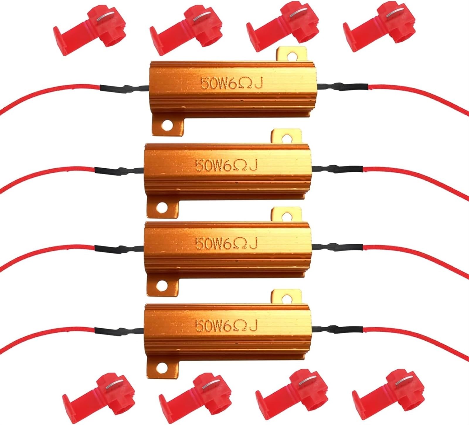 THE WHITE SHOP 4PCS Load Resistors 50W 6ohm, Fix LED Bulb Fast Hyper Flash, Turn Signal Blink Error Code, LED Turn Signal Resistor Flasher Adaptor Flash Fix for LED Turn Signal Lights