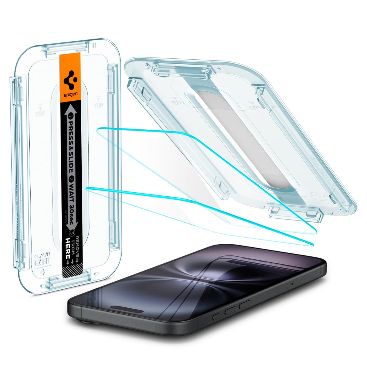 SpigenGlas.tR EZ Fit Tempered Glass Screen Protector for iPhone 16, iPhone 15-2 Pack