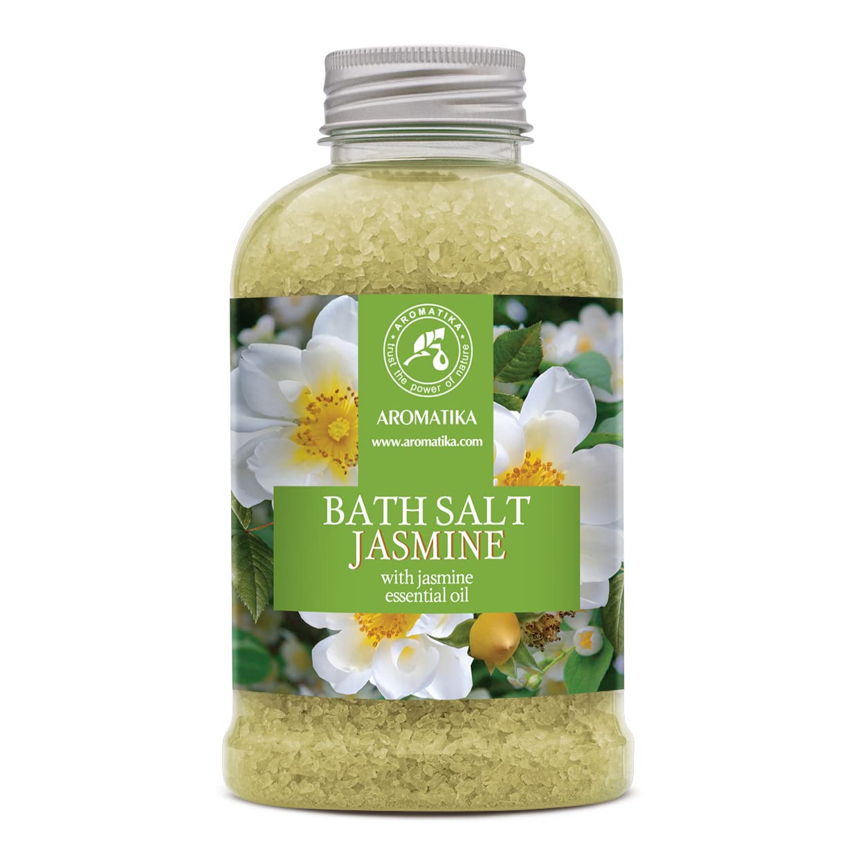 Bath Sea Salt Jasmine 21.16 Oz - Bath Salts with Jasmine Essential Oil for Bath Soak - Relaxing Bath - Body Care - Muscle Relaxation - Good Sleep - Aromatherapy Bath Salts - Flower Bath Salt