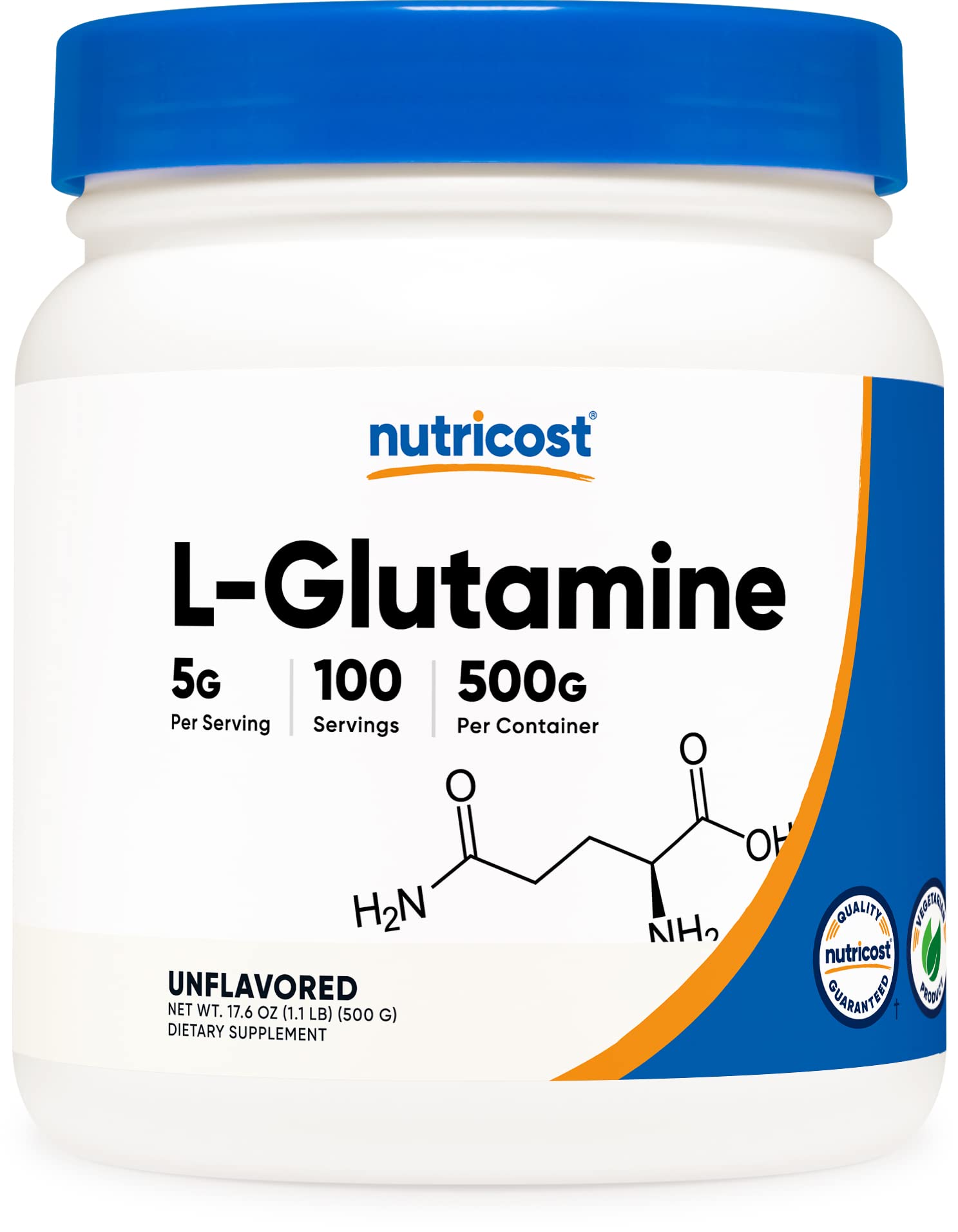 NutricostL-Glutamine Powder (500 Grams) Unflavored - Gluten Free & Non-GMO, 100 Servings