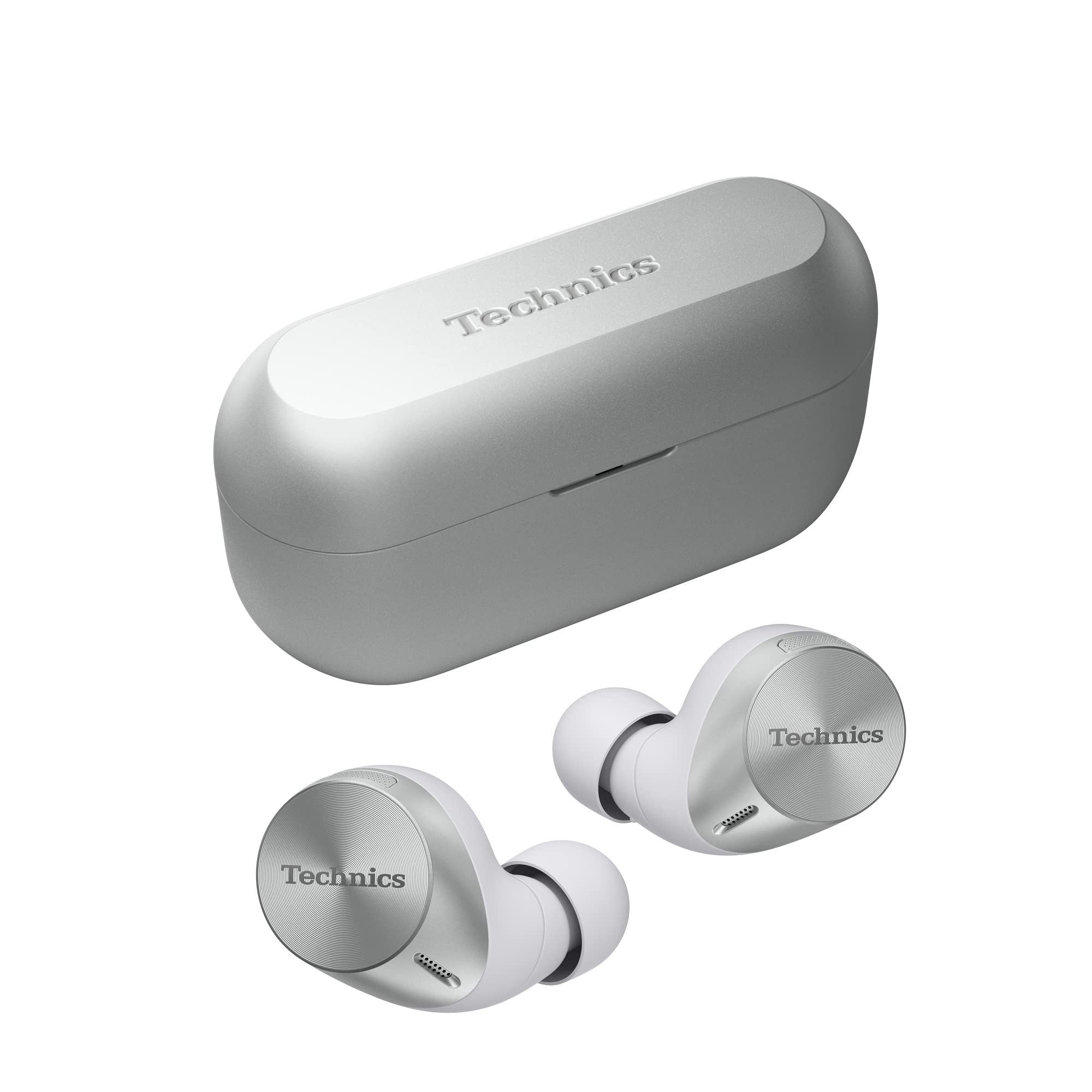 TechnicsEAH-AZ60M2 Wireless Earbuds with Noise Cancelling, 3 Device Multipoint Bluetooth, Comfortable In-Ear headset, Wireless Charging, Silver