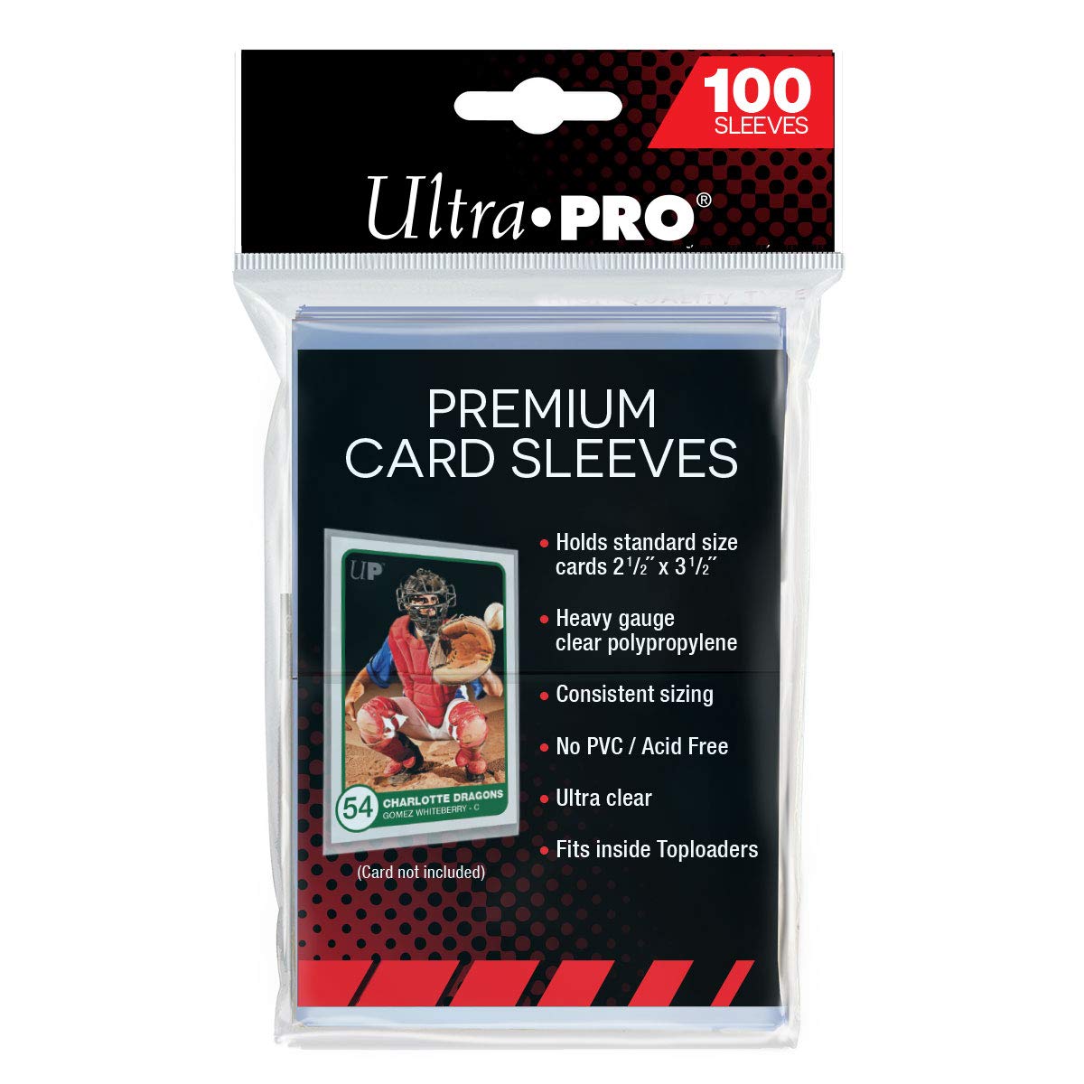 Ultra ProPremium Clear 100ct. Card Sleeves to Protect Sports Cards, Baseball / Football Cards, and Collectible Cards, Standard Size