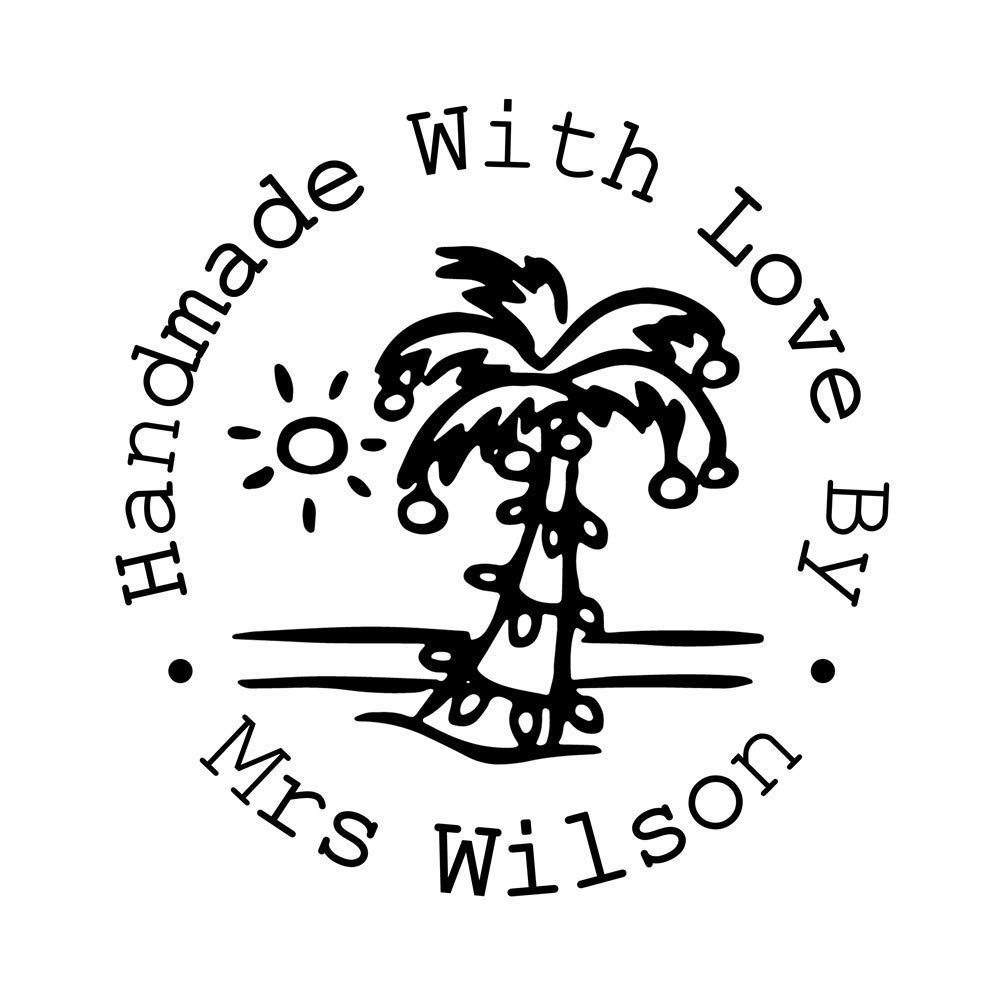 Handmade With Love by Stamp Personalized Sun Sea Coconut Tree Sandbeach Pattern Rubber Stamper Seal Greeting Card Couple Gifts