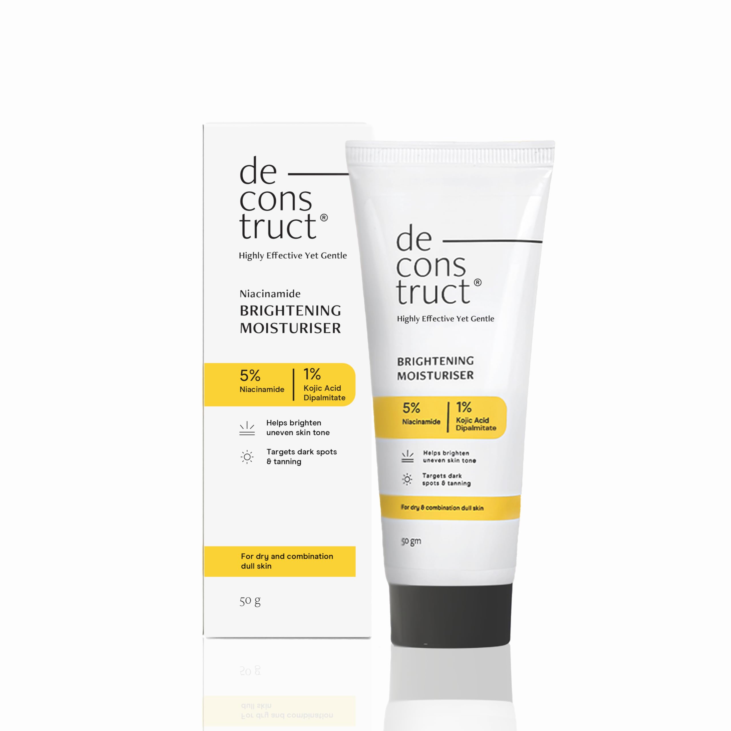 Deconstruct Niacinamide Brightening Face Moisturizer| 5% Niacinamide + 1% Kojic Acid + 5% Vitamin C | For Dark Spots And Uneven Skin Tone | Brightens & Hydrates | 50 Gm