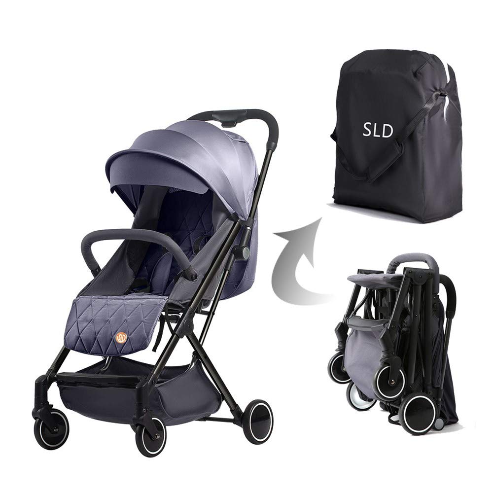 Teknum Travel Lite Shock Proof Stroller Sld|Extra Wide Seat|Single Hand Fold|360° Rotating Wheels|Air Travel Cabin|Cover Carry Bag|Newborn Baby/Kids,0-3 Years Stroller (Grey)