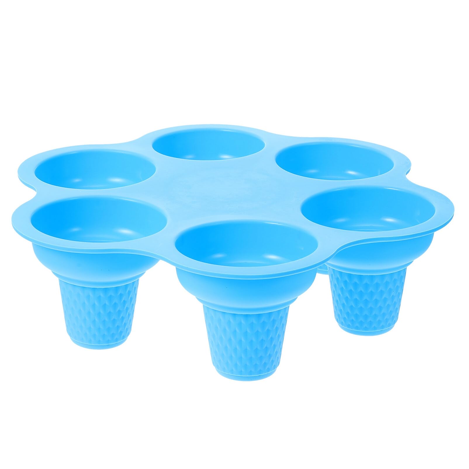 Hemoton Silicone Gummy Molds Ice Cream Cone Silicone Cake Cup 6- hole Popsicle Molds Baking Ice Cube Tray Ice Molds Maker for DIY Wedding Cake Chocolate Dessert Decor Blue Silicone Popsicle Molds