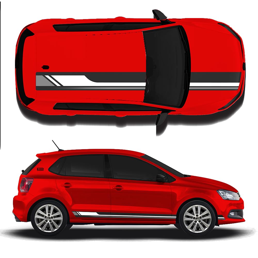 IDE Autoworks | Track Edition Decal Made for VW Polo | Colour - Flash Red | Size - 30.5 x 7 cm