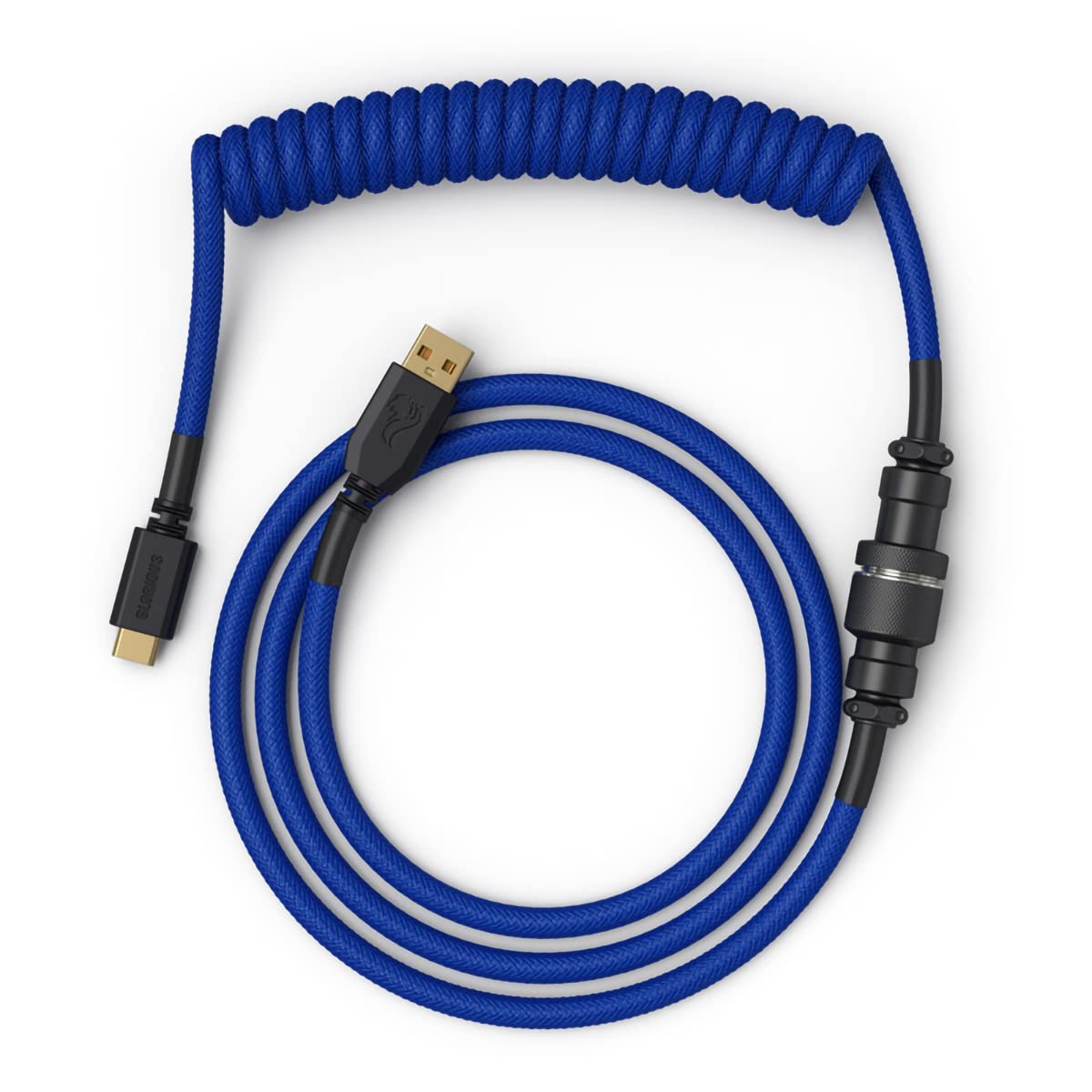 Glorious PC Gaming Race Coiled Cable Cobalt, USB-C auf USB-A Spiralkabel - 1,37m, blau