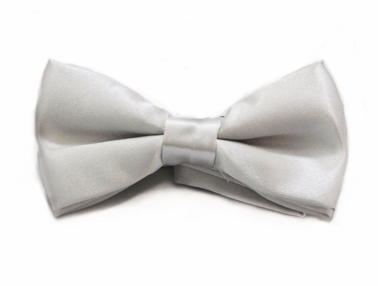 Solid Color Banded bowtie - Sliver