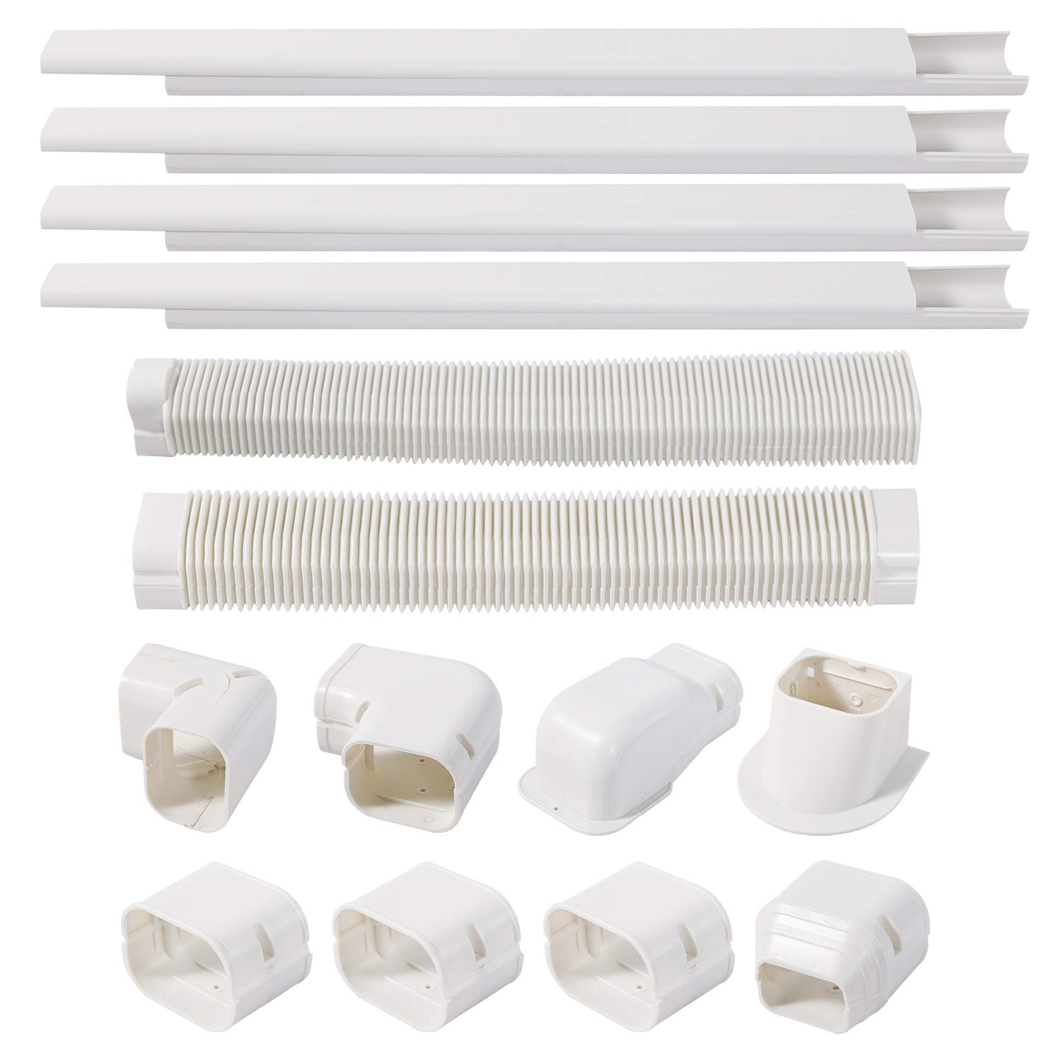 TAKTOPEAK3'' 17 Ft PVC Decorative Line Cover Kit for Ductless Mini Split Air Conditioner,Central AC and Heat Pumps-Full Set, No Other Parts Needed