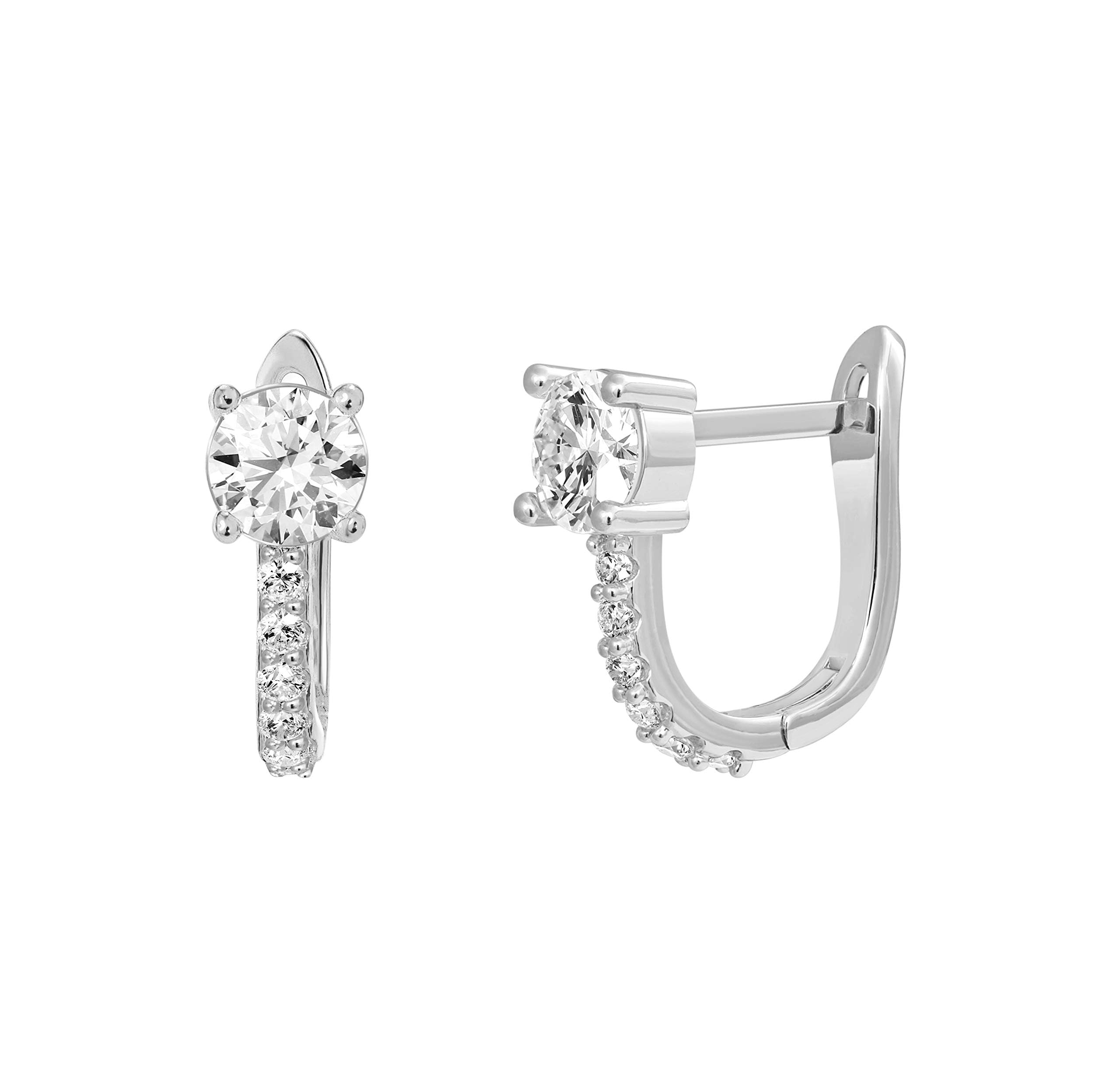 PAVOI14K Gold Plated 925 Sterling Silver Post Cubic Zirconia Huggie Earrings | Small Gold Hoop Earrings for Women | CZ Stud Cuff Earring