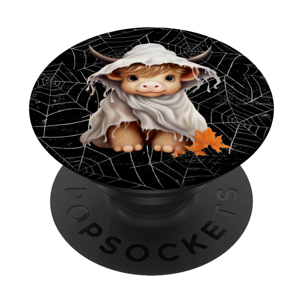 Highland Cow Western Halloween Funny Moo-Boo Design PopSockets Swappable PopGrip