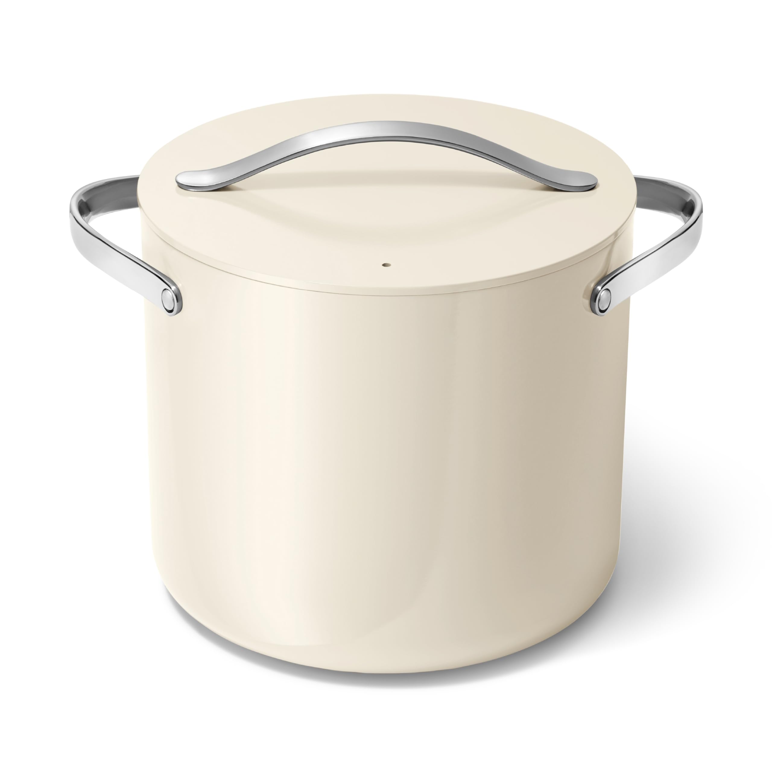 CarawayStock Pot - 12 Qt Ceramic Coated Pot With Lid - Fee From Forever Chemicals - Large Pot for Bigger Batches - Cream