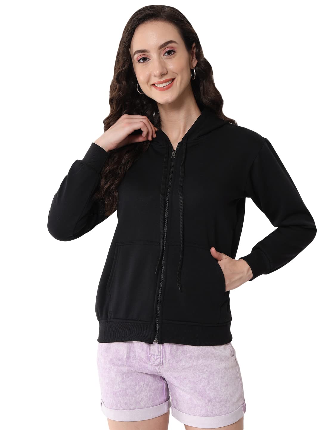 FUNDAY FASHIONWomen's Trendy Fleece Zipper Sweatshirt with Hoodie for Women and Girls