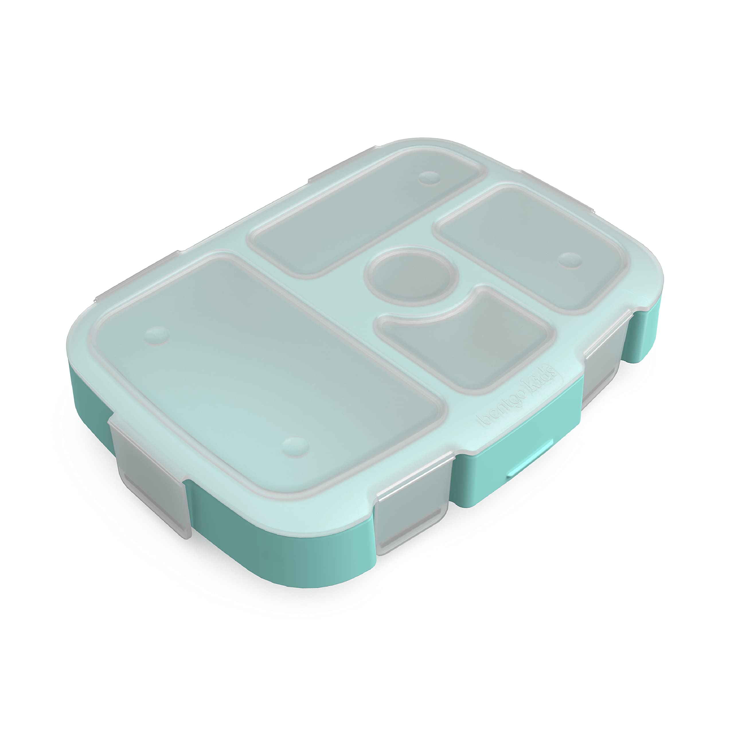 BentgoKids Tray with Transparent Cover - Reusable, BPA-Free, 5-Compartment Meal Prep Container with Built-In Portion Control for Healthy, At-Home Meals & On-the-Go Lunches (Seafoam)