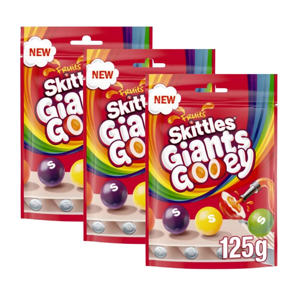 Red Skittles Fruits Giants Gooey Pack of 3 x 125g