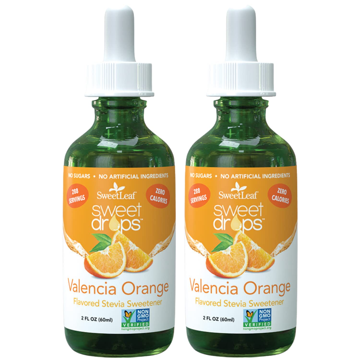 SweetLeaf Stevia Sweet Drops Valencia Orange - Liquid Stevia Drops Sweetener, Zero Calorie, Non-GMO Flavored Stevia Liquid Sugar Substitute for Sugar-Free Sodas, Mixed Drinks, Iced Tea, 2 Fl Oz (Pack of 2)