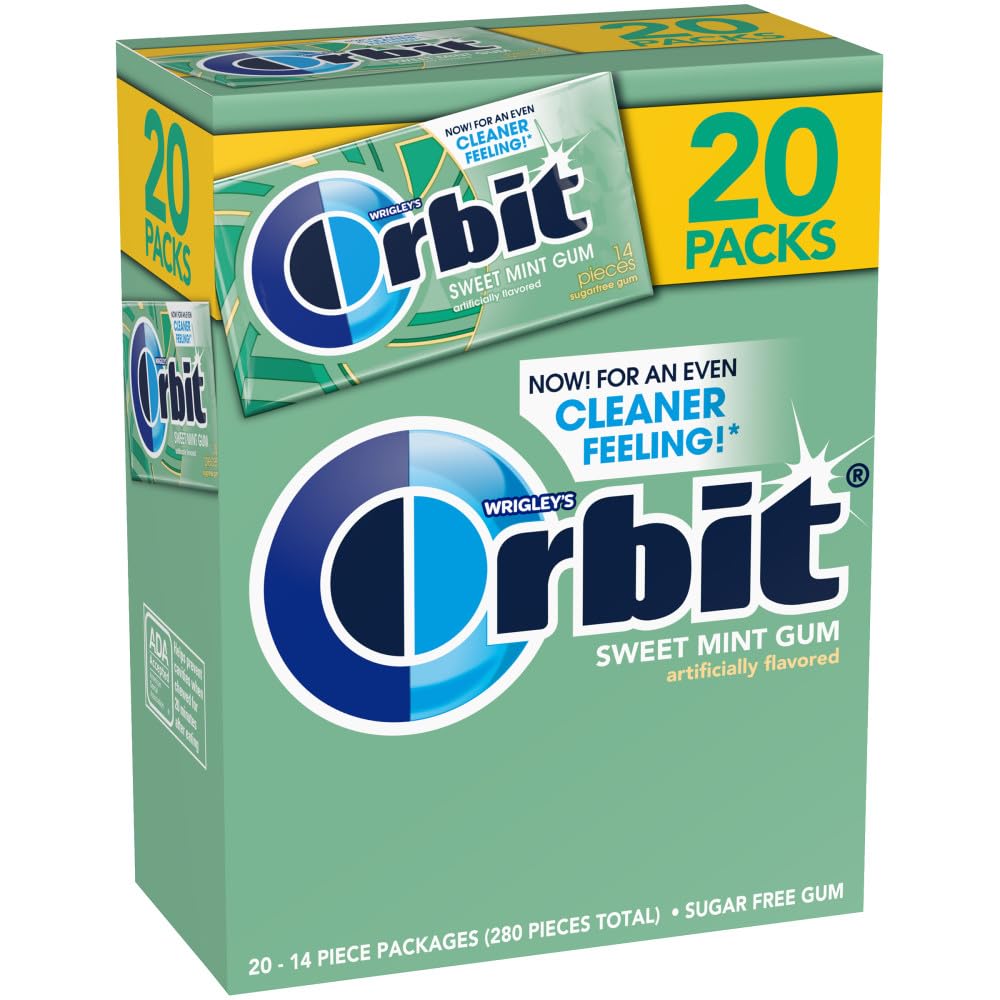 ORBIT Sweet Mint Sugar Free Chewing Gum Bulk, 20 Packs of 14-Pieces (280 Total Pieces)