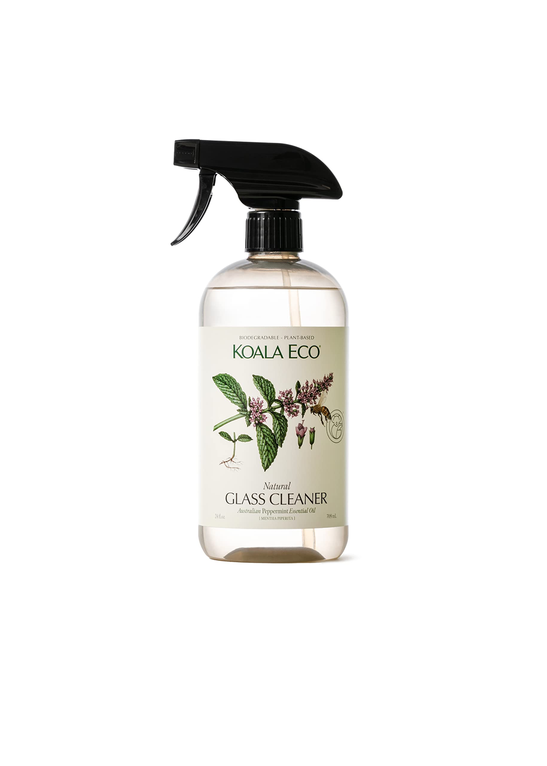 Koala EcoNatural Glass Cleaner - Plant-Based, Eco-Friendly - with Australian Peppermint Essential Oil - 24oz