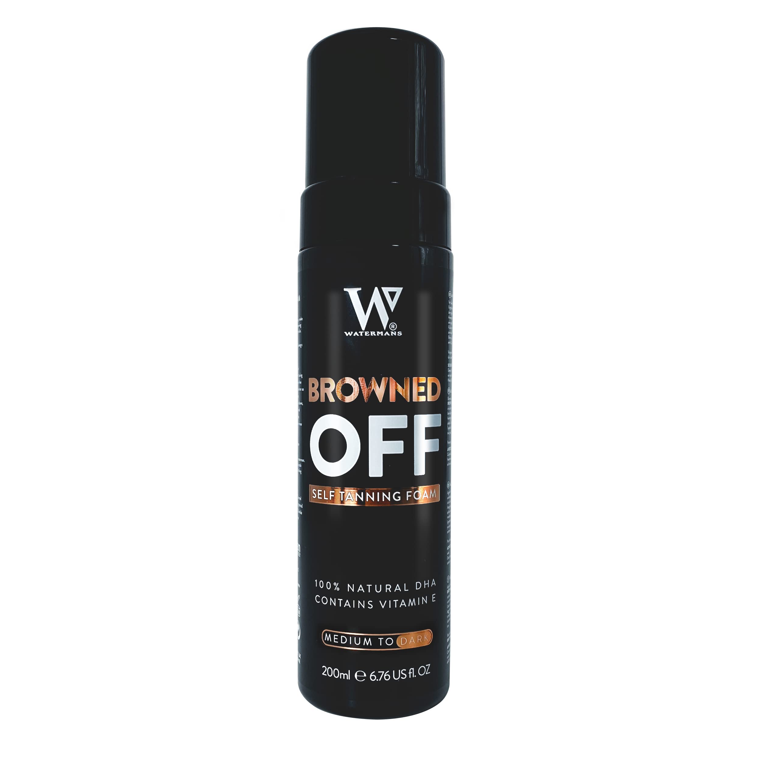 Browned Off® Medium to Dark (200ml) Watermans Self Tanning Mousse with Aloe Vera, Vitamin E, Fast Drying Vegan Fake Tan