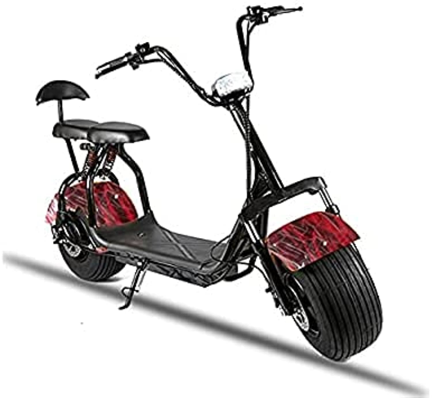 MEGA STAR City Coco Harly 60 V Electric Scooter with Fat Tyres & Double Seats Grafitti (Red Fire)