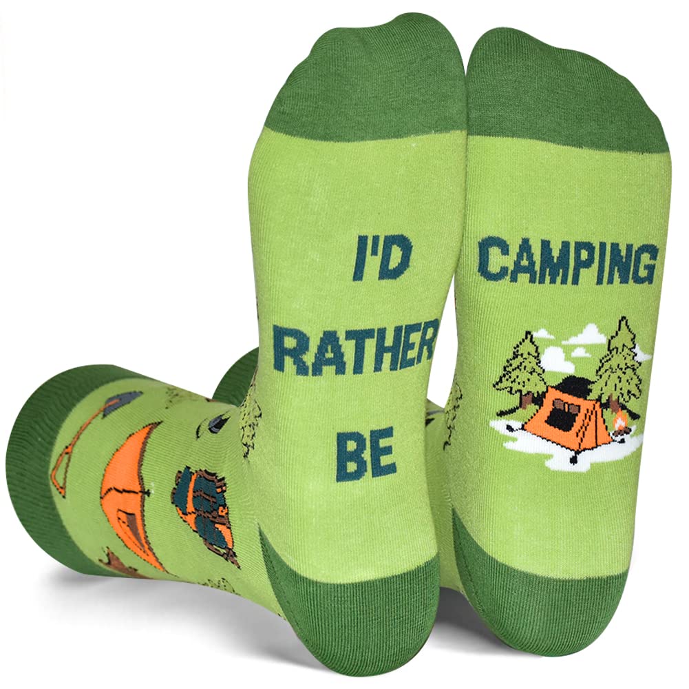 Funny Socks Gift for Men, I'd Rather Be Golfing Fishing Camping Skiing Novelty Socks