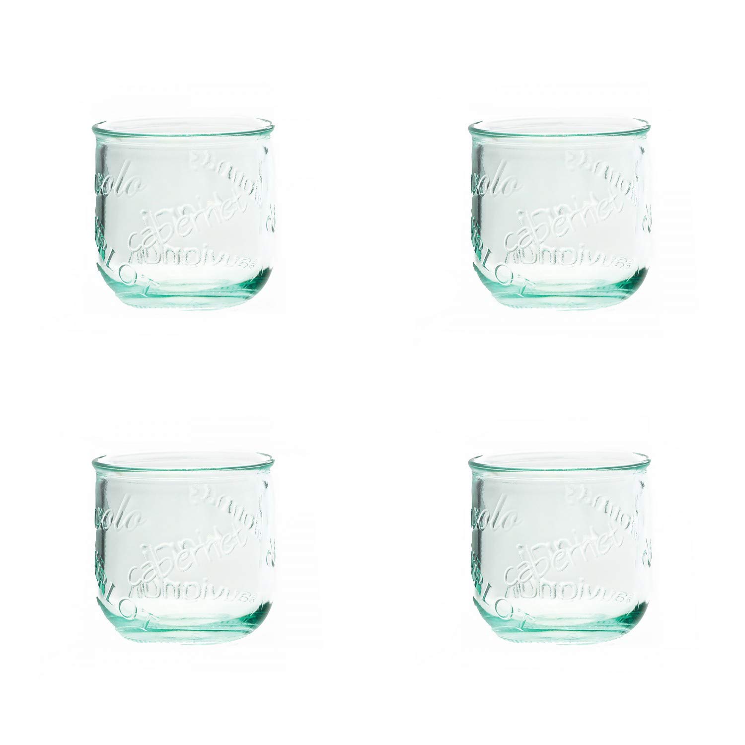 Amici Home Vino Stemless Wine Glasses | 12 Oz | Italian Made, Recycled Green Glass | Cute Water Tumblers for Wine, Beer, Juice, Cocktails, Fresh Drinks (Set of 4)