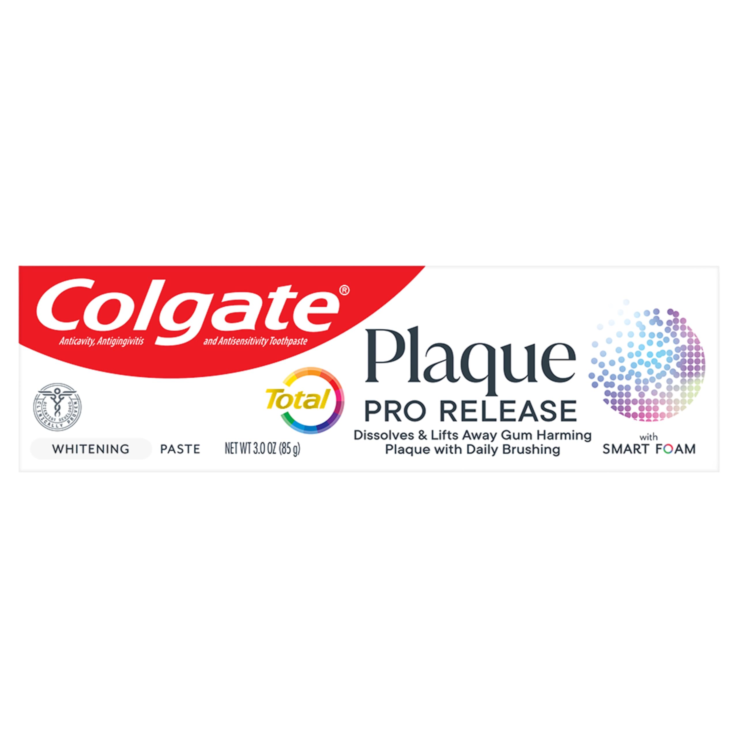 Colgate (Whitening, 89ml Tube (1 Pack)) - Total Plaque Pro Release Whitening Toothpaste, 1 Pack, 89ml Tube