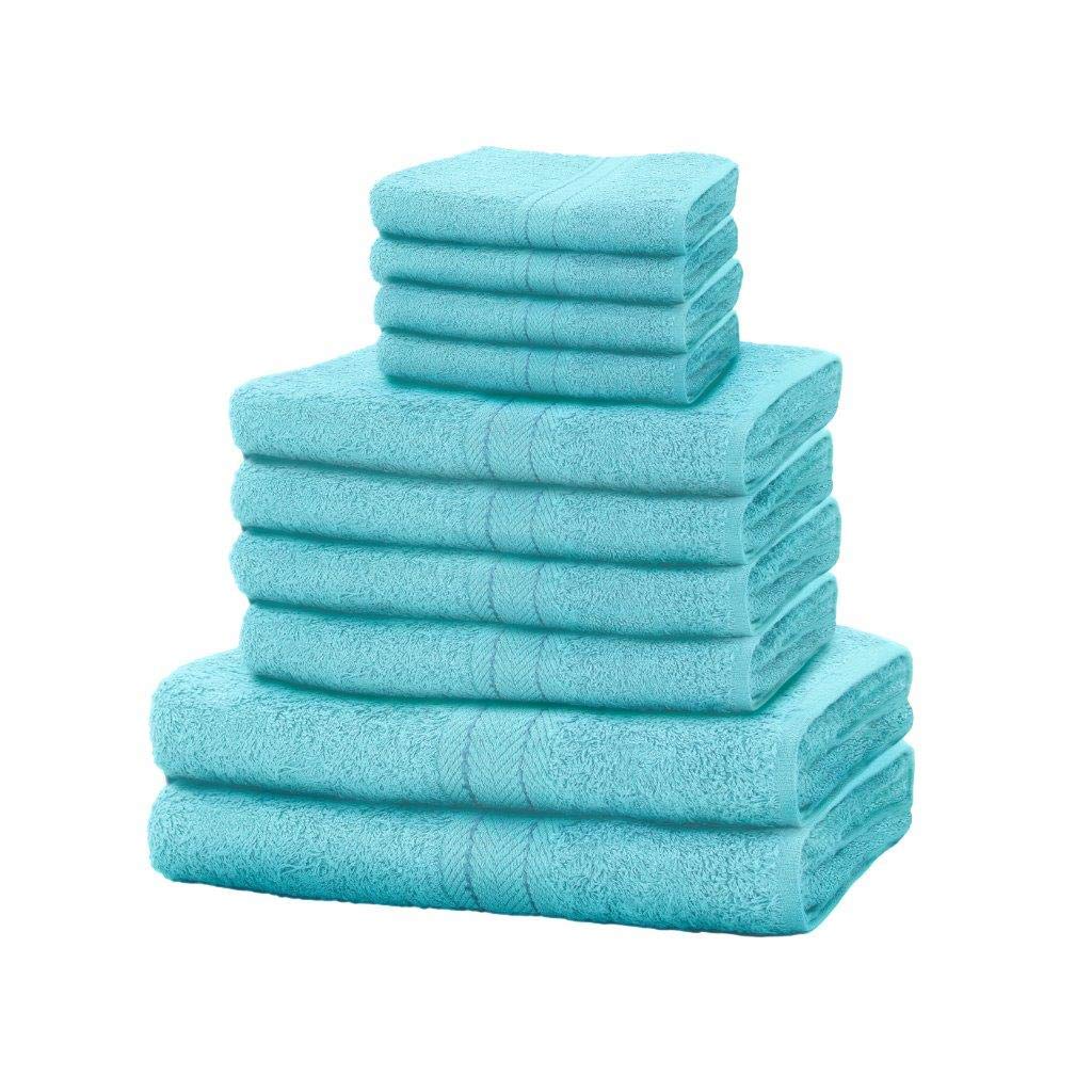 Gaveno Cavailia 10 Pack Toronto Face 4 Hand and 2 Bath 100% Cotton-Aqua, 10 Piece Towel Bale Set