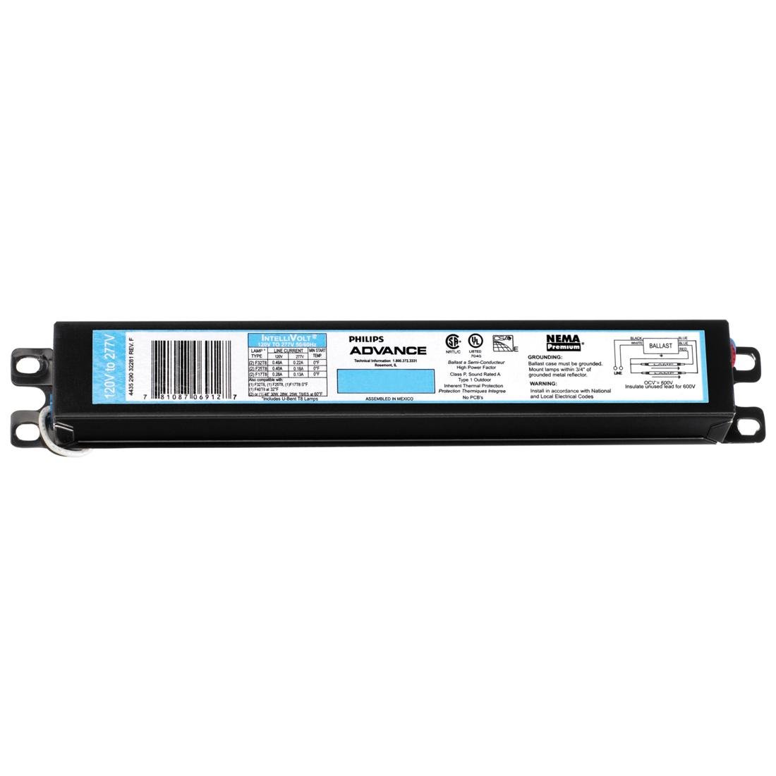 ICN-4P32-N (Previously ICN-4P32-SC) Electronic FL Ballast for 3-4 F32T8 F40T8 F17T8 Lamps Run at 120V/277V