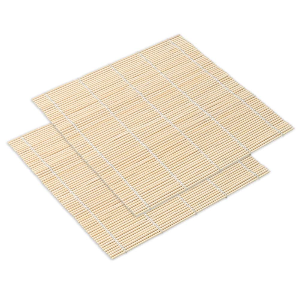 Shoppers Hub PNQ Natural Bamboo Based Eco Friendly Japanese Sushi Rolling Mat Korean Kimbap Mat Sushi Tool for Ideal Use in Cafes, Hotels and Restaurants.(Size - 9.6x9.6 Inches, Pack of 2 Pieces)