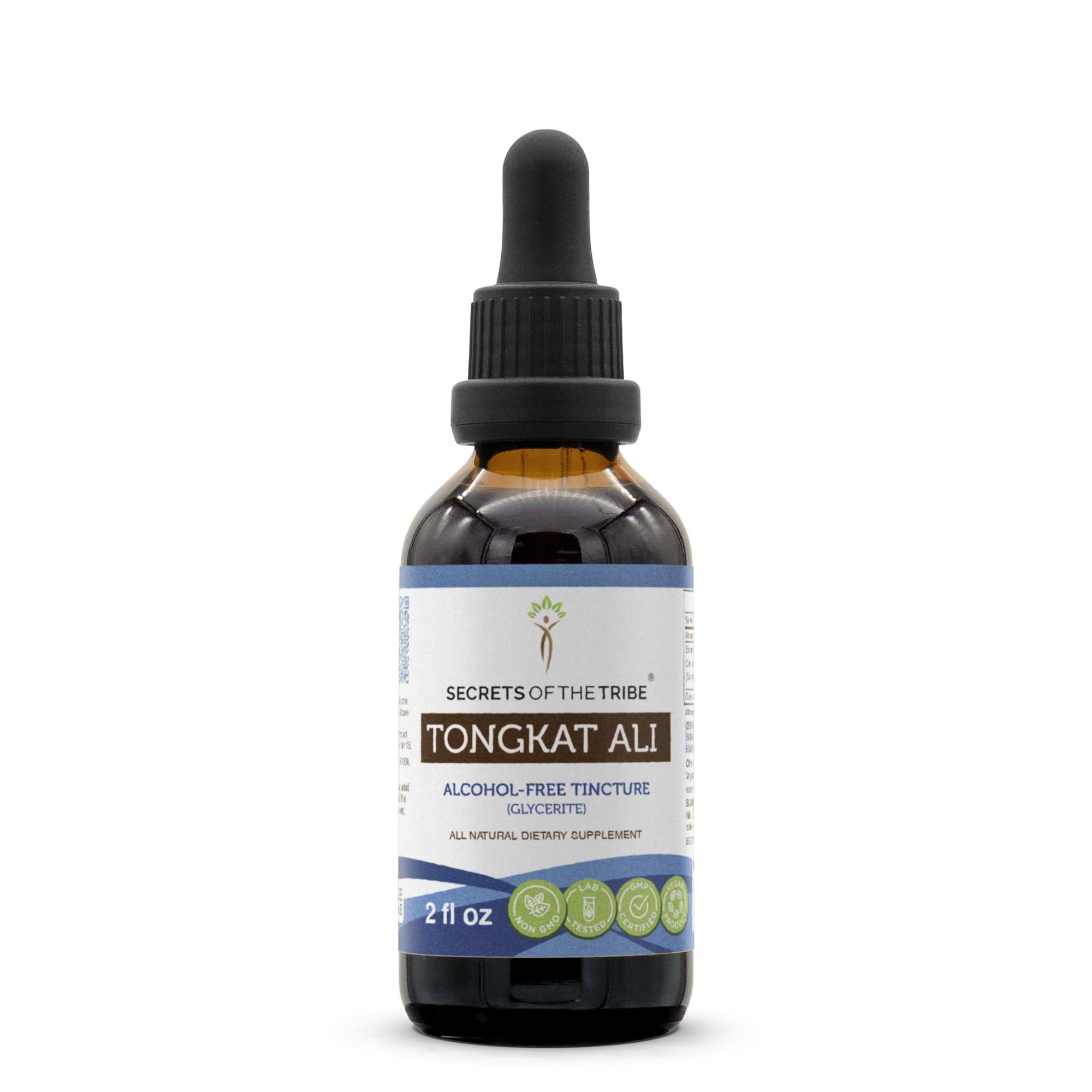 Secrets of the Tribe Tongkat Ali Tincture Alcohol-Free Extract, Wildcrafted Tongkat Ali (Eurycoma Longifolia) 2 oz