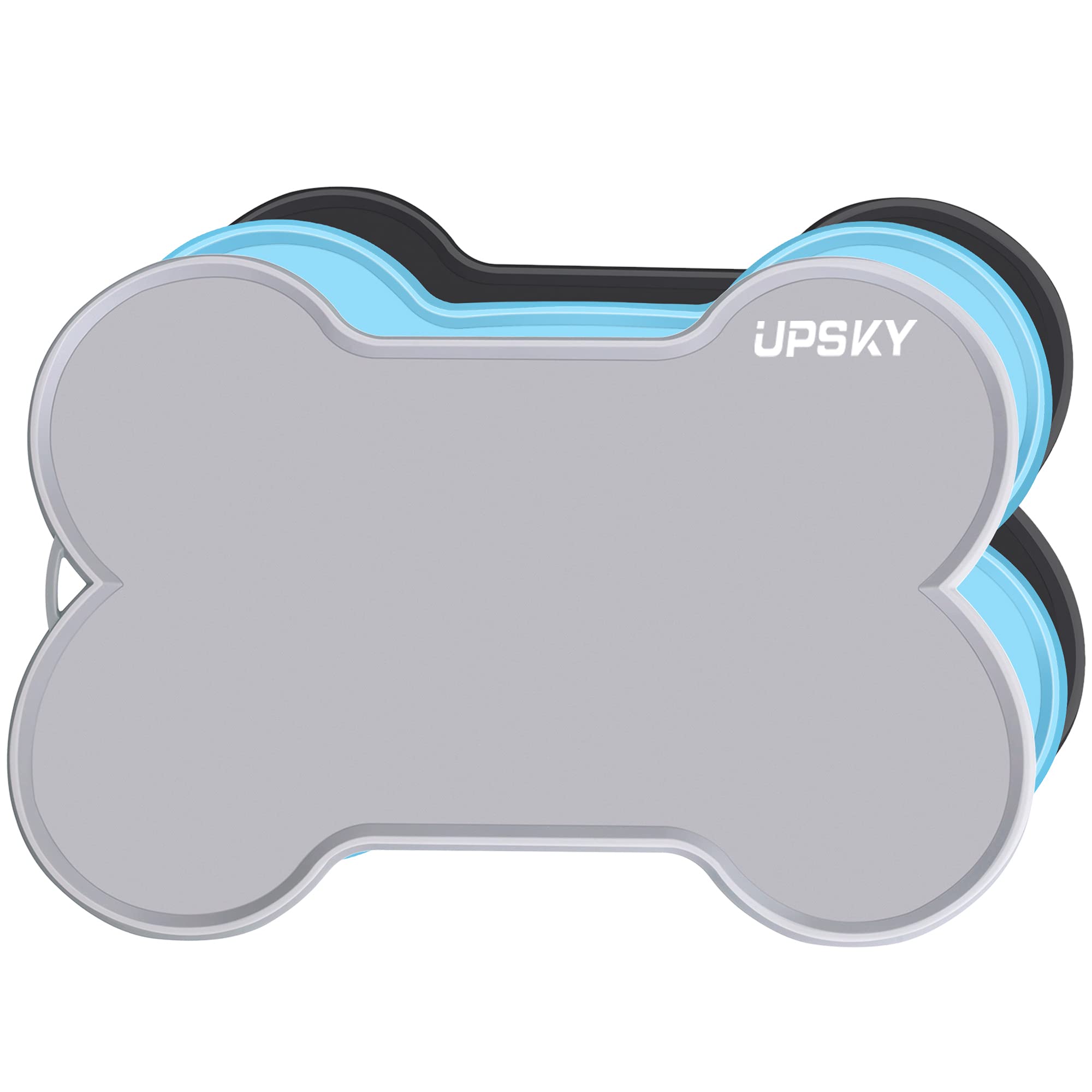 UPSKYDog Cat Food Mat Dog Bowl Mat Large 22" x 16" Silicone Dog Feeding Mat for Food and Water, Waterproof Pet Placemat Non-Spil Puppy Tray Bone Shaped with Raised Edge