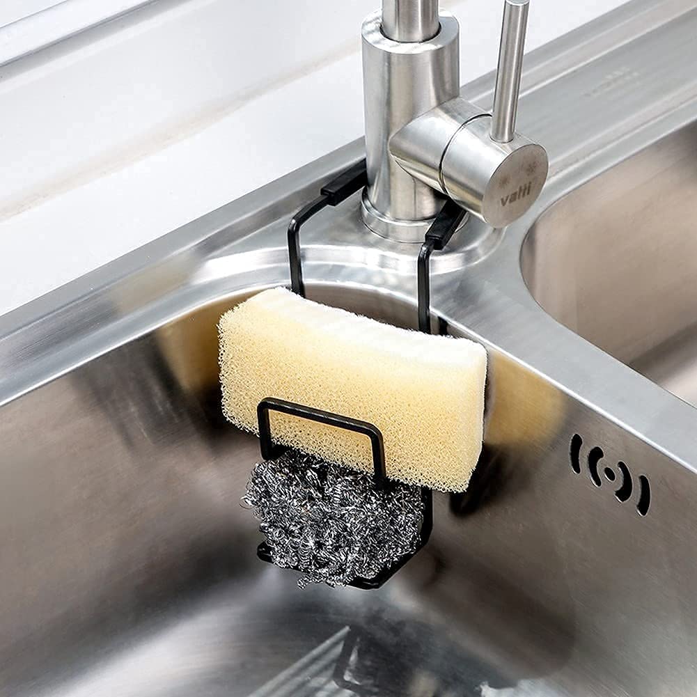 Fusiontec Sink Caddy Sink Sponge Holder - Faucet Rack Shower Tray - Kitchen and Bathroom Metal Organizer Hanging Fix Around Faucet