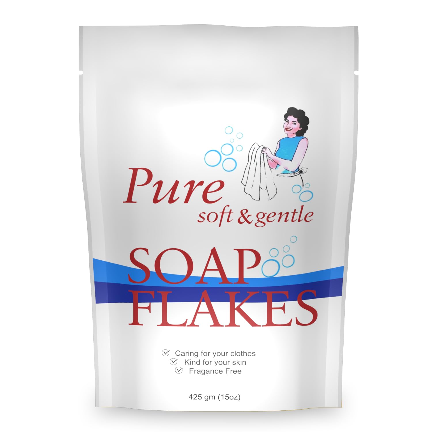 Playlearn Pure Laundry Soap Flakes - 15oz - Soft & Gentle Laundry Flakes - Resealable Bag