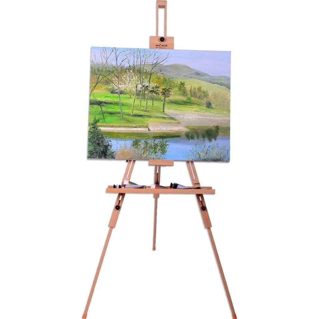 Mont Marte Heavy Duty Tripod Easel, Adjustable Beech Wood Artist Easel for Painting, Holds Canvas up to 120cm (47") High