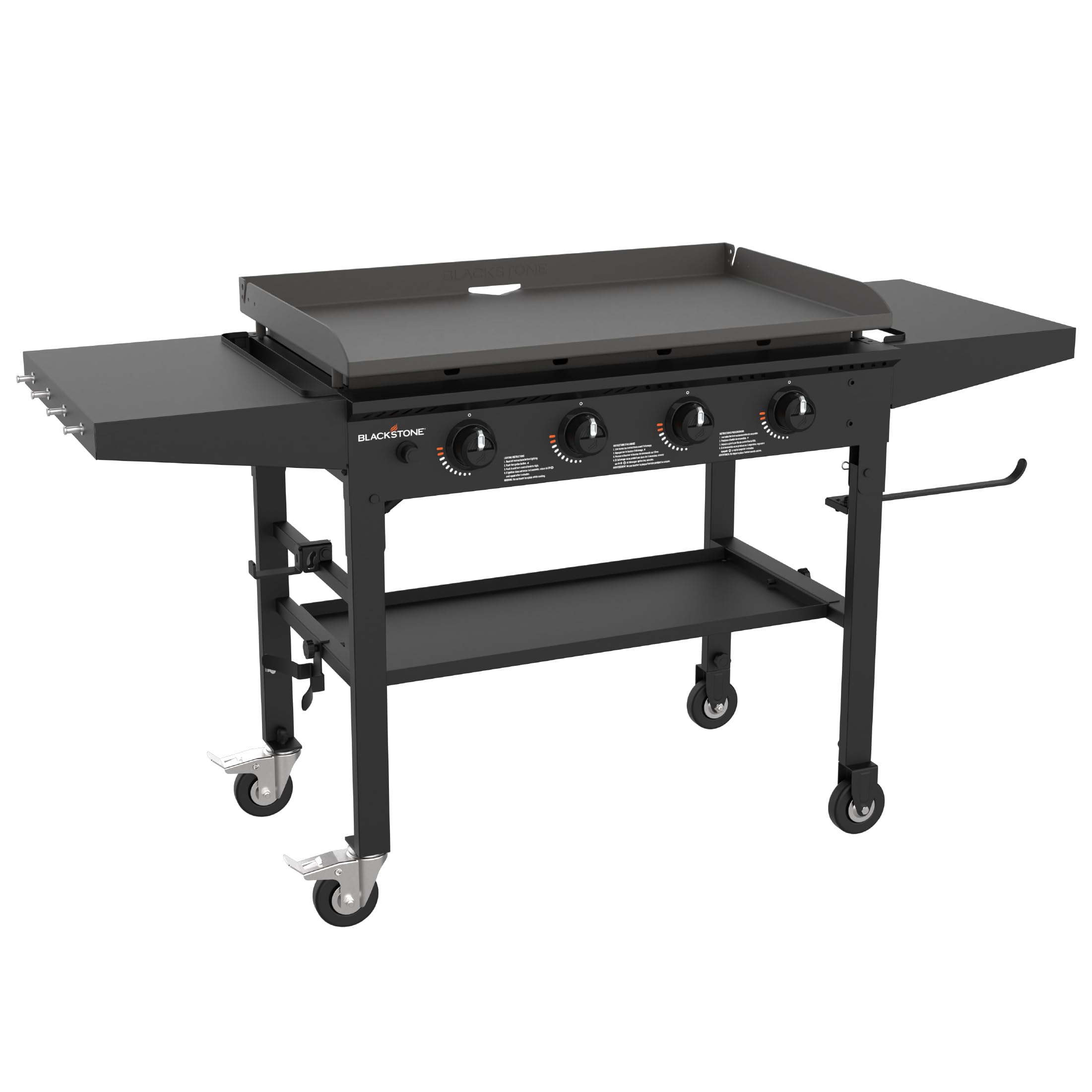 Blackstone 36 Inch Gas Griddle Cooking Station 4 Burner Flat Top Gas Grill Propane Fuelled Restaurant Grade Professional 36” Outdoor Griddle Station with Side Shelf (1554)