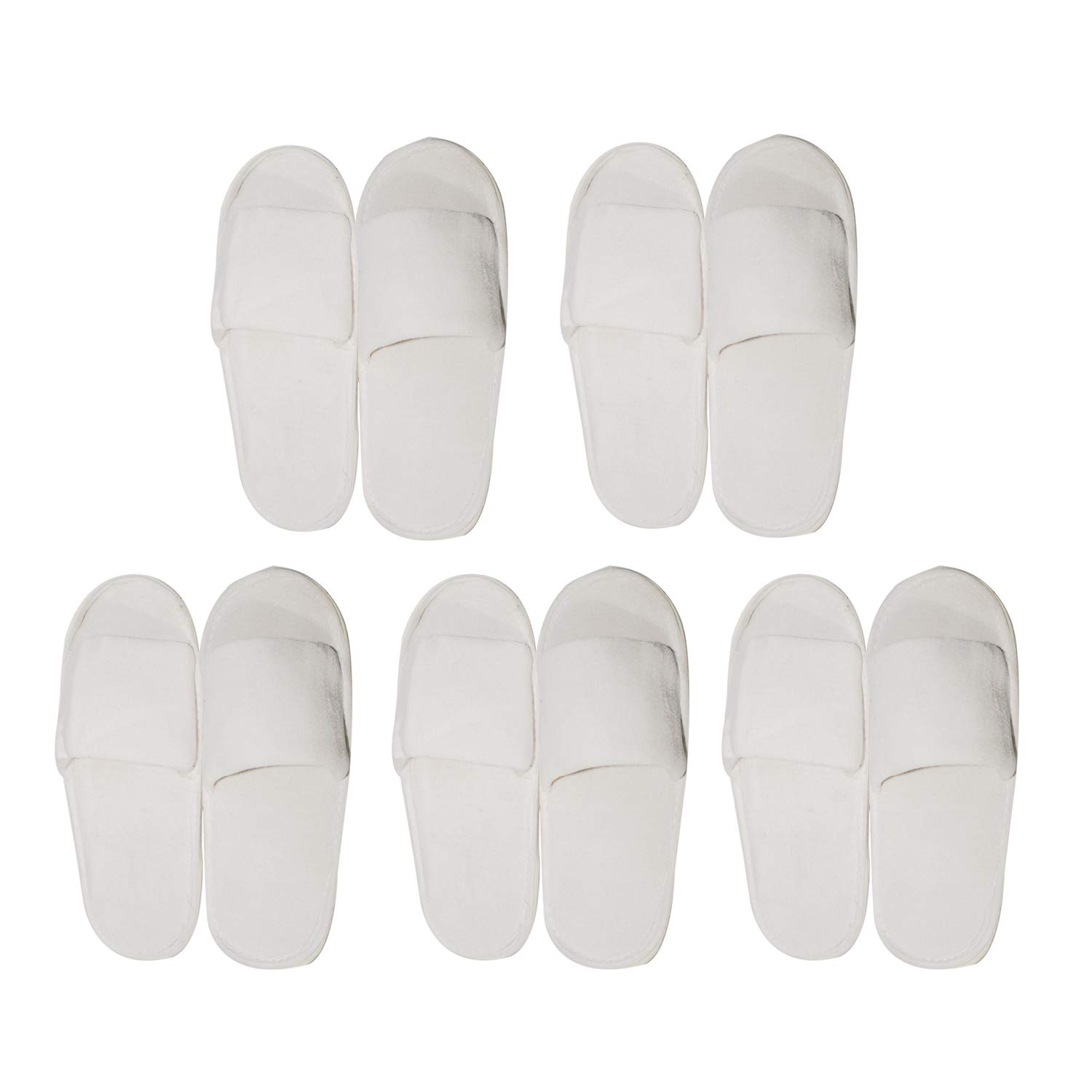 GenericCROTUS Open Toe Pure White Premium Disposable Bathroom Slippers with 5 mm Sole (Large Size) - Combo of 5