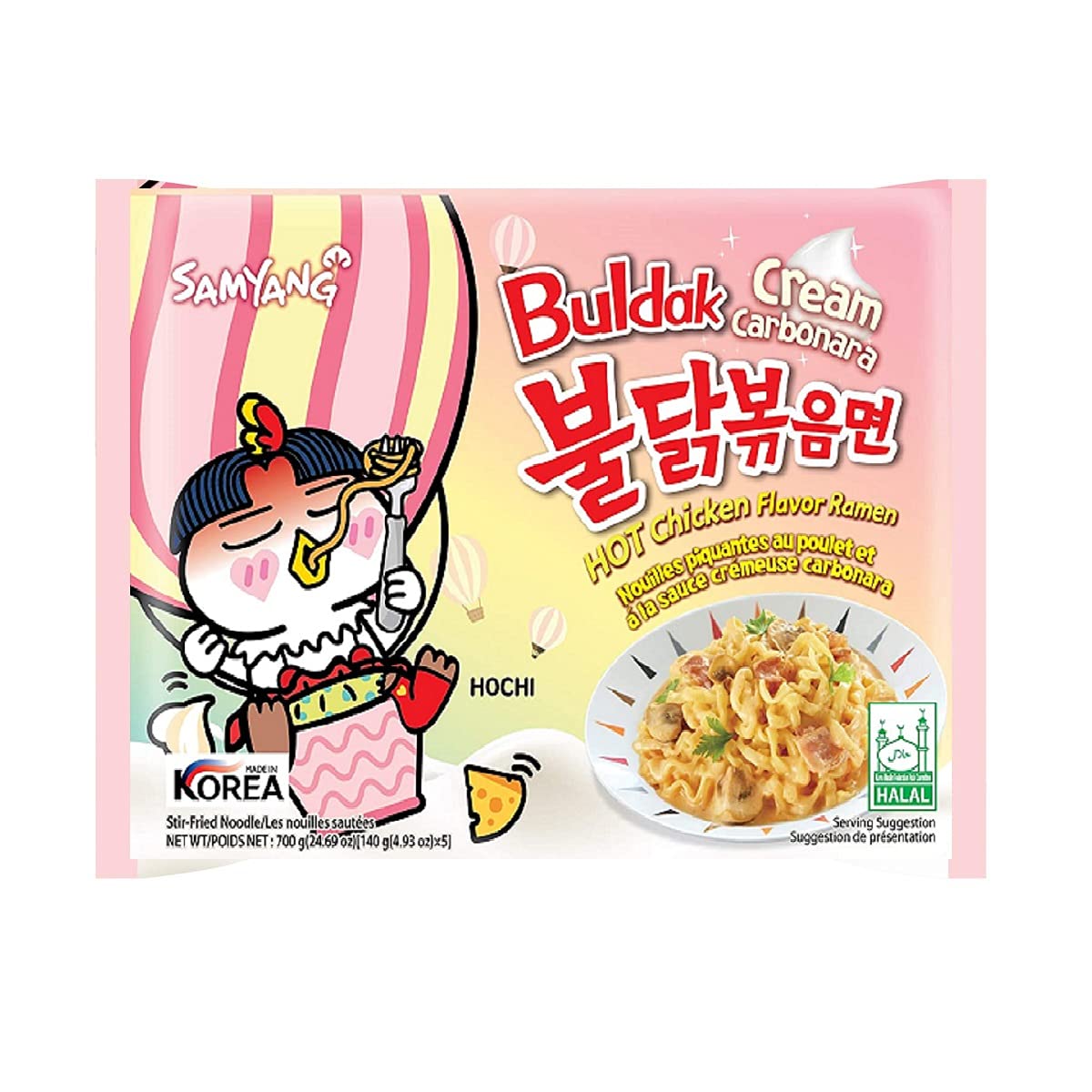 Sam Yang Buldak Cream Carbonara Preservative Free Hot Chiken Flavor Ramen Stir-Fired Noodle 140Gm*1Pack(Pack Of 1)(Imported)