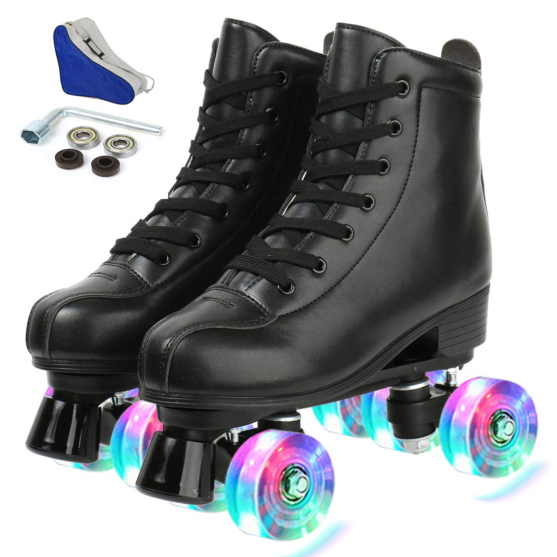 XUDREZ Roller Skates for Women Men Shiny Double Row Four Wheels Roller Skates Womens Roller Skates with Shoes Bag