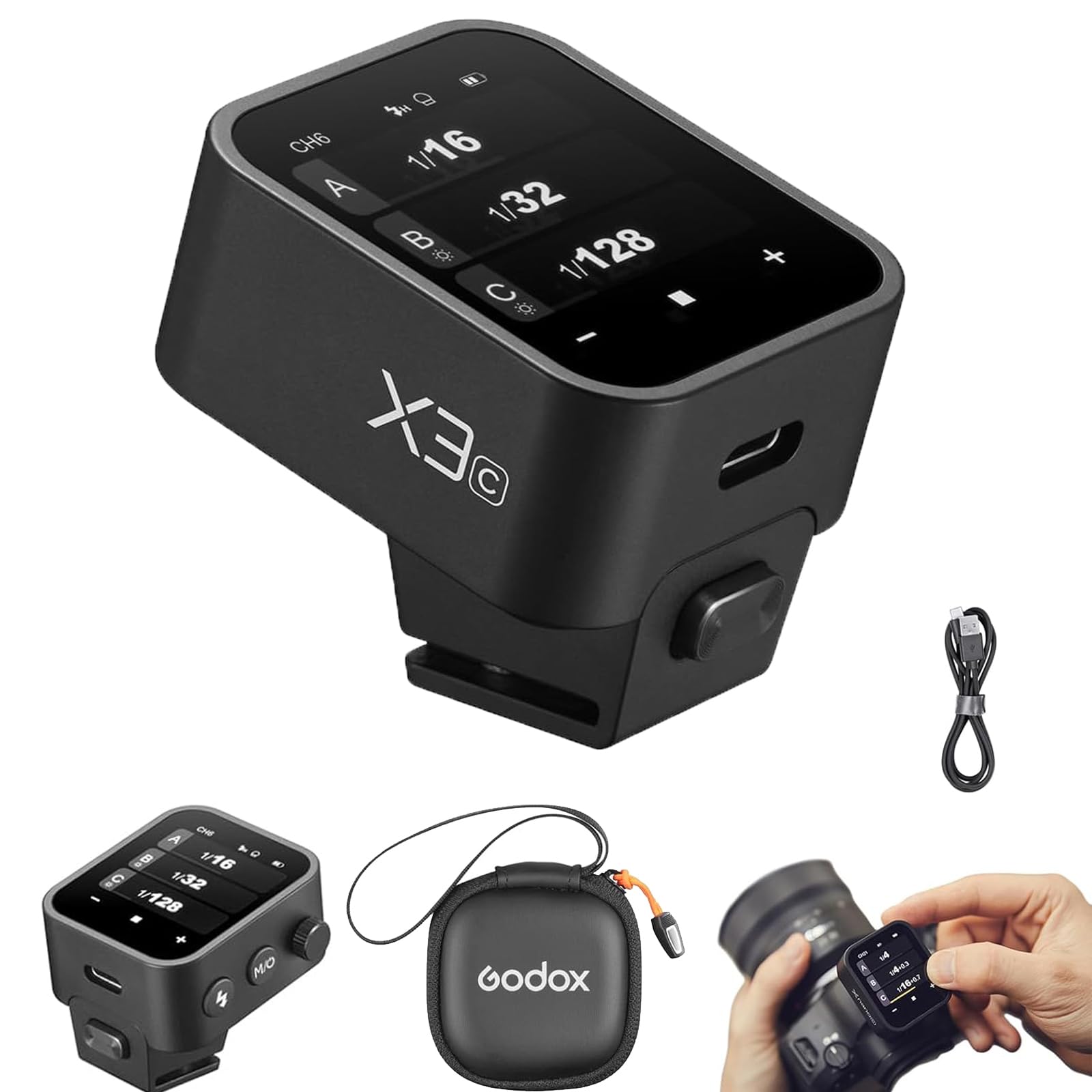 GODOX X3C X3C X3-C TTL Wireless Flash Trigger Touch Screen Flash Transmitter for Canon Cameras Built-in Battery (GODOX X2T/Xpro/XProII Upgrade Version)