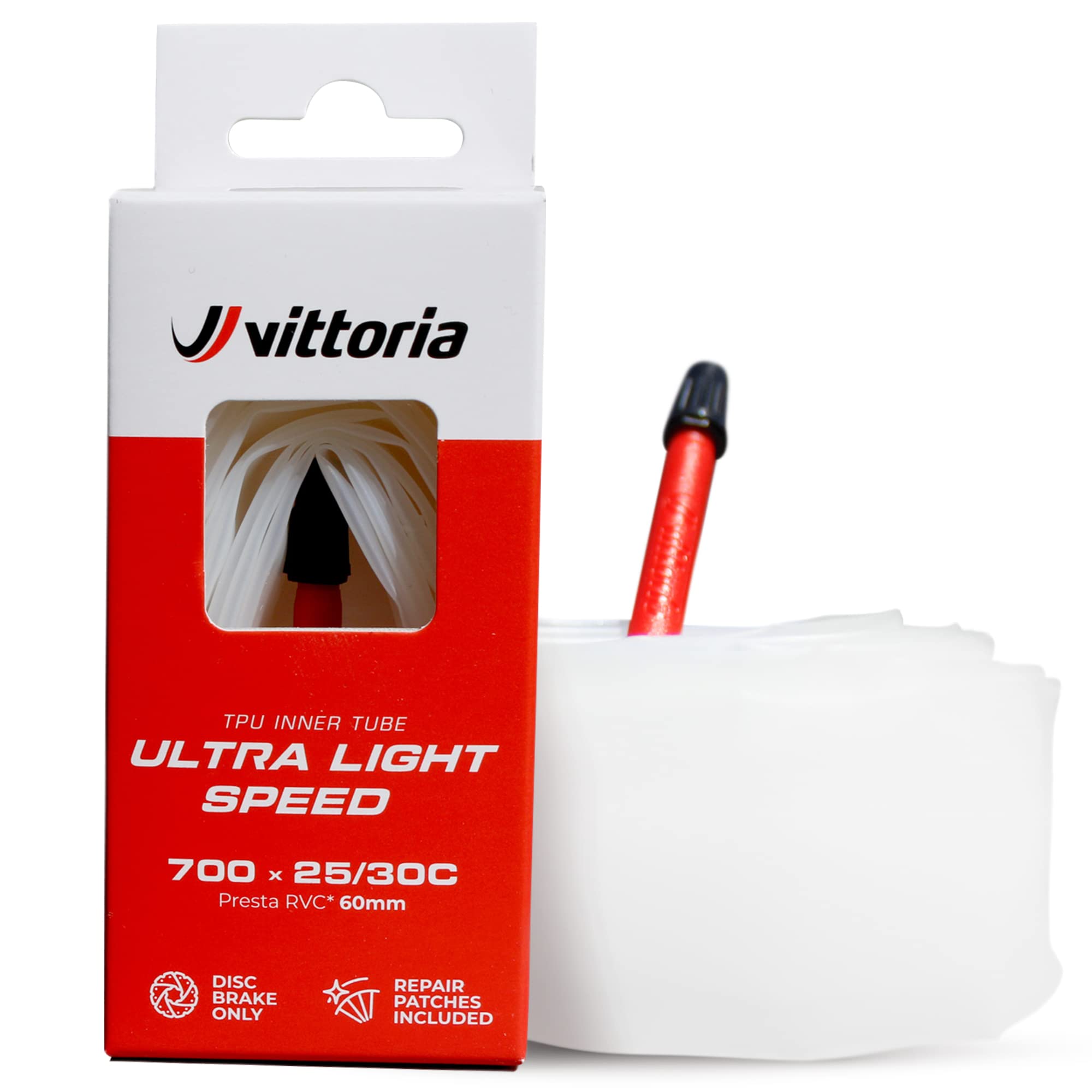 VittoriaUltra Light Speed Air Chamber - 700 x 25/30C, 60 mm, White