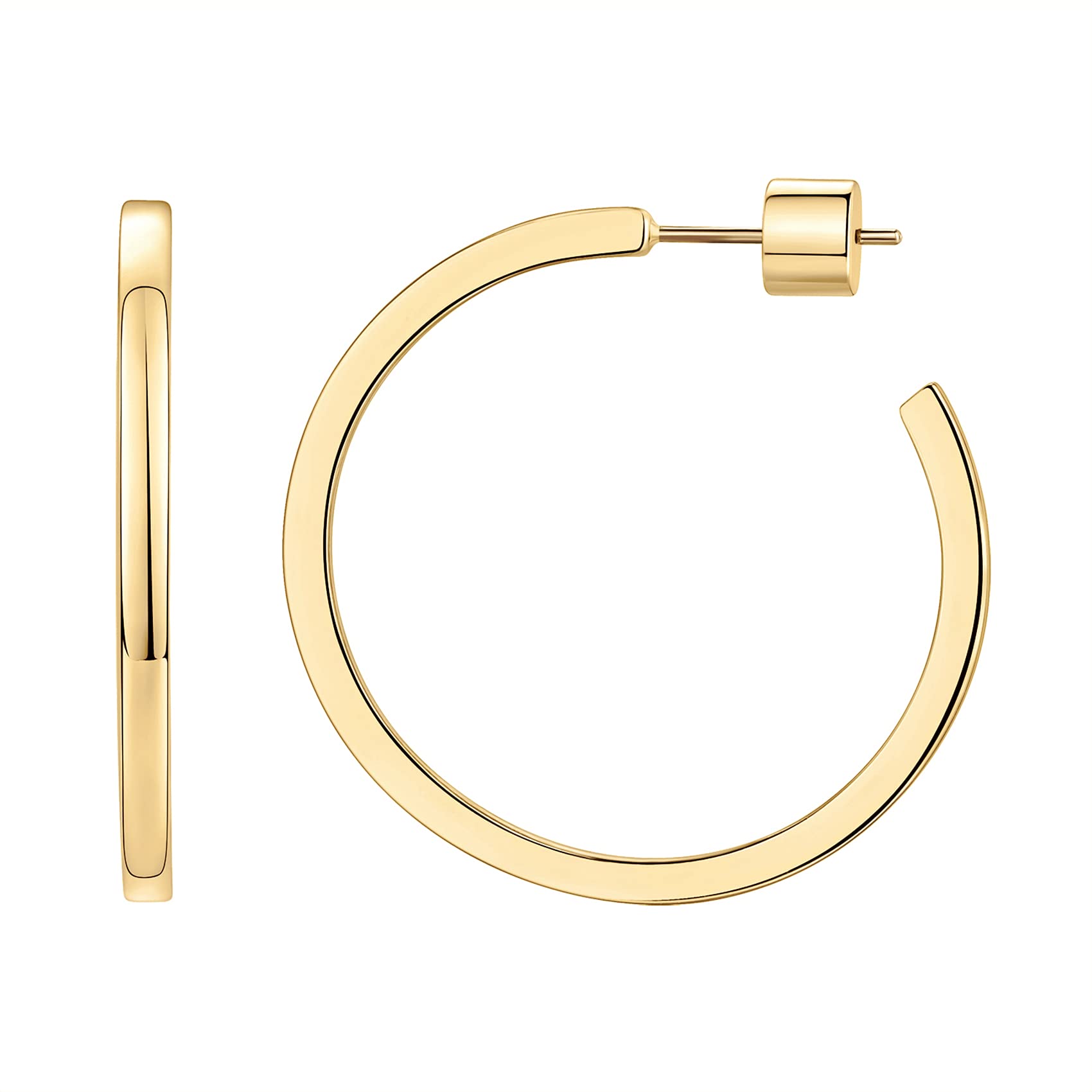 PAVOI14K Gold Plated Thin Square Edge Open Hoop Earrings for Women | Trendy Lightweight Open Hoops