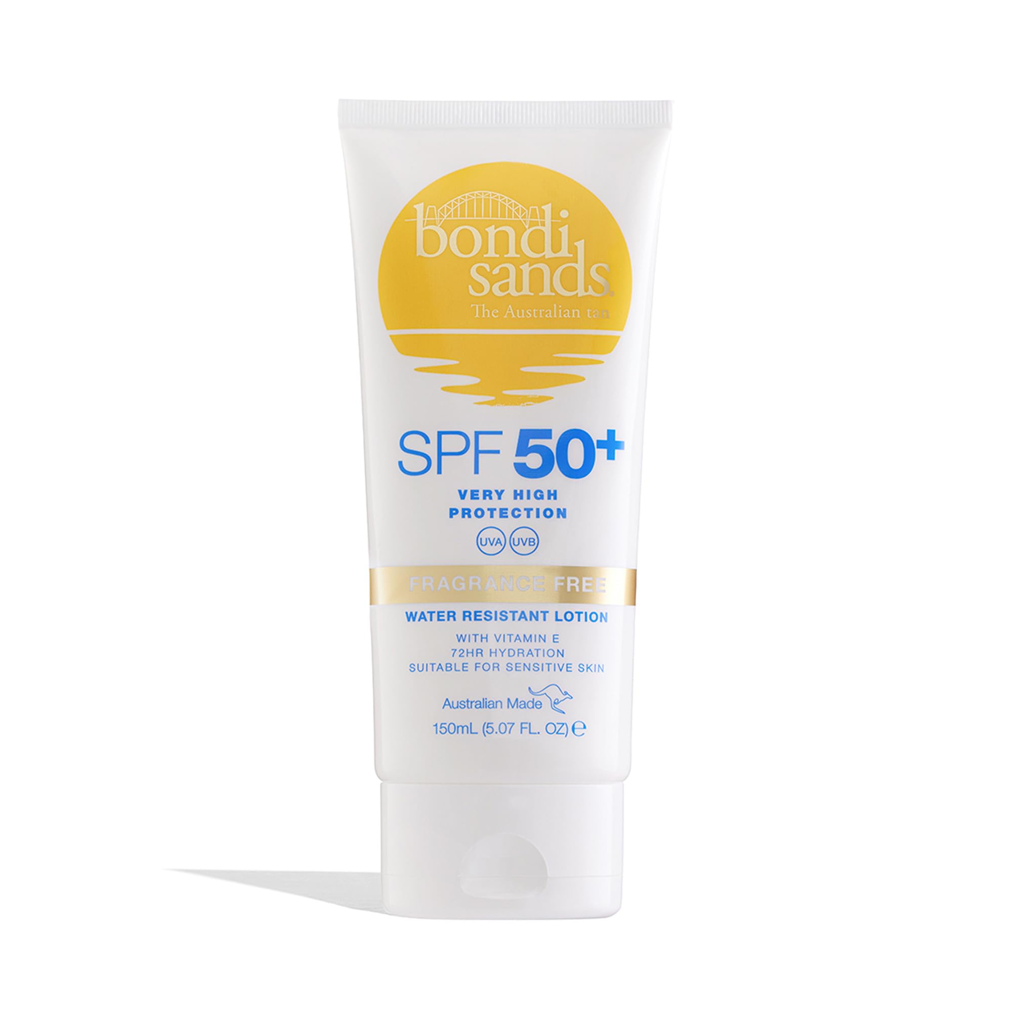 Bondi Sands Fragrance Free Sunscreen Lotion SPF 50+ | Non-Greasy Broad-Spectrum Formula Moisturises, Soothes, and Protects Skin, Water Resistant Up To 4 Hours + Cruelty Free | 150 mL/5.07 Oz