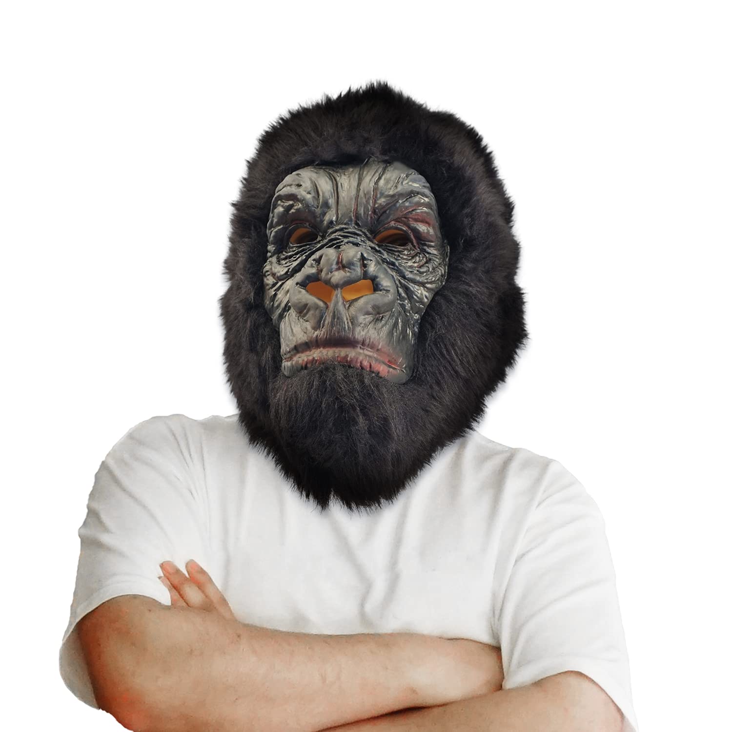 CreepyParty Gorilla Mask King Kong Animal Latex Full Head Realistic Chimpanzee Masks Fancy Dress for Halloween Carnival Costume Birthday Party